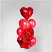 Фонтан гелиевых шаров, 10 штук, красный (14 февраля)